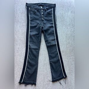 Veronica Beard Carolyn 10” Baby Boot Smoke (Grey) Black & Cream Jeans Size 25